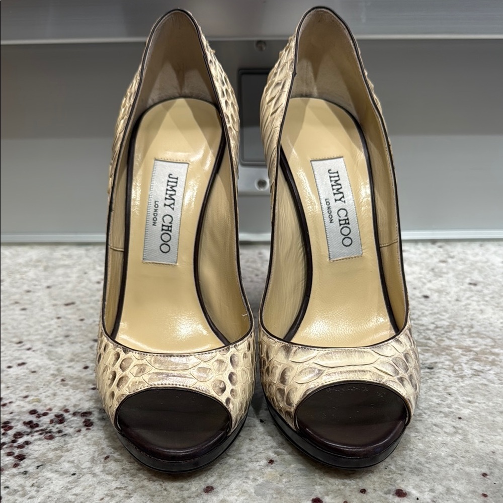 Jimmy Choo Beige Peep Toe Women's Shoes